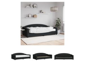 8721194478049 - The Living Store - Tagesbett mit Matratze Schwarz 100x200 cm Stoff - Betten & Bettgestelle - Schwarz