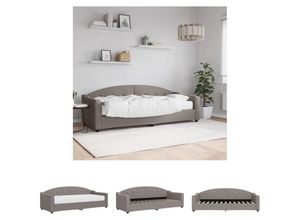 8721194478100 - The Living Store - Tagesbett mit Matratze Taupe 80x200 cm Stoff - Betten & Bettgestelle - Taupe