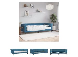 8721194480318 - The Living Store Tagesbett mit Matratze Blau 80x200 cm Samt - Betten & Bettgestelle