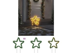 8721194482558 - Weihnachtssterne mit Erdspießen 3 Stk 50 LEDs 29 cm - Weihnachtsbeleuchtung - The Living Store