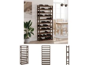 8721194485337 - Weinregal für 77 Flaschen Braun Massivholz Kiefer - Weinregale - Braun - The Living Store