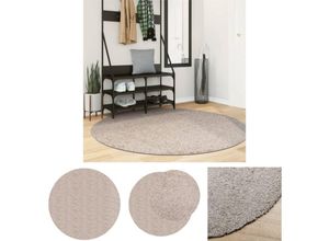 8721194553357 - The Living Store - Shaggy-Teppich pamplona Hochflor Modern Beige ø 160 cm - Teppiche - Beige