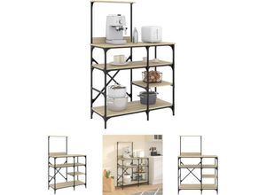 8721194576370 - Bäckerregal Sonoma-Eiche 90x40x132 cm Holzwerkstoff und Metall - Küchenutensilienhalter & -ablagen - Braun - The Living Store