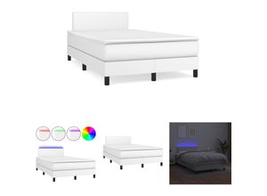 8721194597283 - The Living Store - Boxspringbett mit Matratze & led Weiß 120x190 cm Kunstleder - Betten & Bettgestelle - Weiß