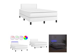 8721194597290 - The Living Store - Boxspringbett mit Matratze & led Weiß 120x190 cm Kunstleder - Betten & Bettgestelle - Weiß