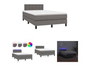 8721194598051 - The Living Store - Boxspringbett mit Matratze & led Grau 120x190 cm Kunstleder - Betten & Bettgestelle - Grau