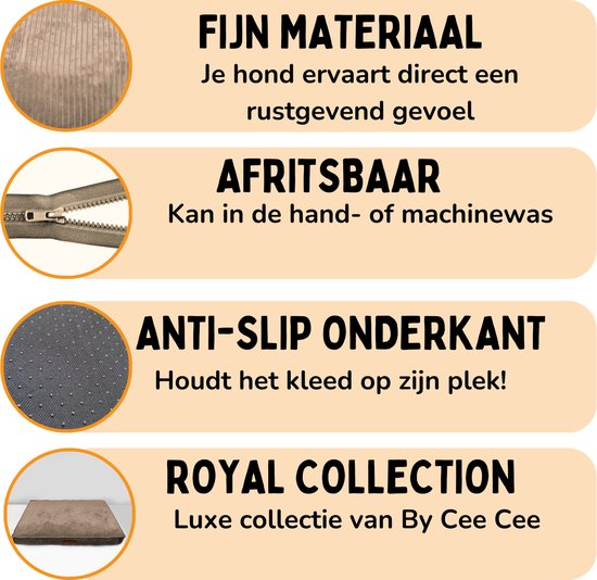 8721202780027 - Orthopädisches Hundekissen - Orthopädischer Hundekorb - Royal Collection Hundebett - Gerippter Stoff - Dunkelbraun - 100x70 - Schaumstoffblase