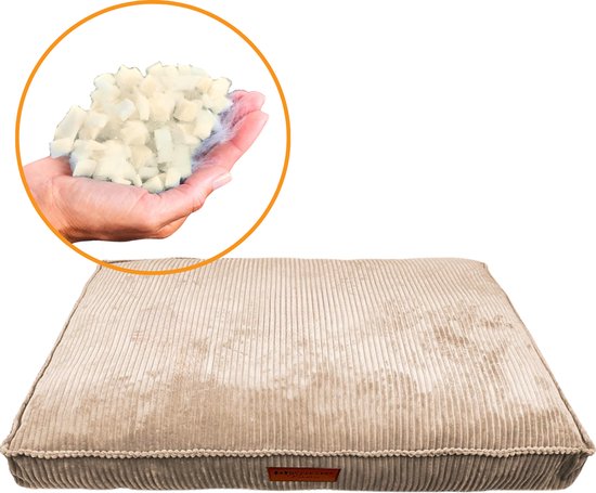 8721202780188 - Orthopädisches Hundekissen - Orthopädischer Hundekorb - Royal Collection Hundebett - Gerippter Stoff - Hellbraun - 100x70 - Memory Foam