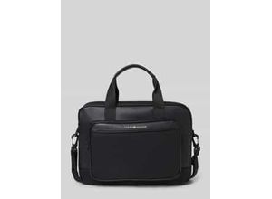 8721222004790 - Laptoptasche TOMMY HILFIGER TH FOUNDATION COMPUTER BAG Damen Gr B H T 385cm x 28cm x 55cm schwarz Lederimitat Textil Taschen Unisex Geschäftstasche Businessbag mit Logoschriftzug