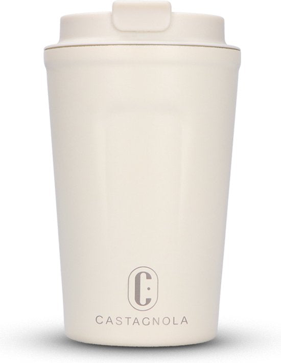 8721249222160 - Thermos Cup - Kaffeebecher To Go - Reisebecher für Kaffee und Tee - Teebecher - 380 ML - Edelstahl - Offwhite