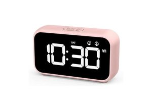 8746798340257 - Linghhang - LED-Digitalwecker mit Schlummerfunktion 2 Alarme 12 24 Stunden wiederaufladbare USB-Spiegeloberfläche für Schlafzimmer Büro Uhr