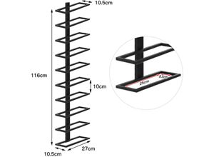 8772537485248 - Weinregal aus Metall für Flaschen Weinregal FlaschenhalterKellerregal Flaschenhalter Weinlagerung Aufbewahrungsregal für die Wand für 10 Flaschen