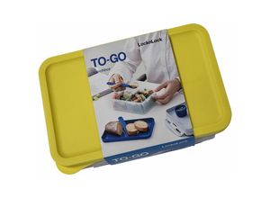 8803733285308 - Lock&lock - Lunchbox 3 in1 Brotdose 3 Fächern mit Messer Gabel Löffel gelb