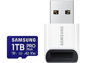 8806095388236 - SAMSUNG Speicherkarte Pro Plus 1TB + USB-Kartenleser Speicherkarten Gr 1000 GB blau