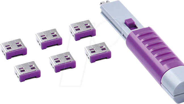 8809534690723 - SK UL03PKPL - Port Schloss USB Typ A 6 Stück mit Schlüssel lila