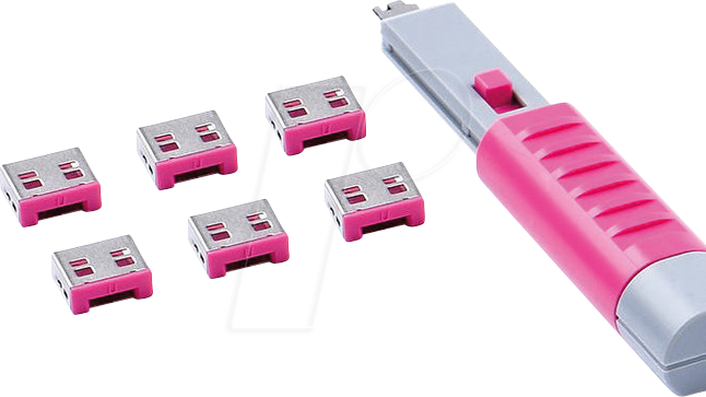 8809534692338 - SK UL03PKPK - Port Schloss USB Typ A 6 Stück mit Schlüssel pink