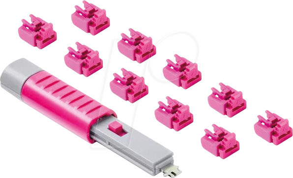 8809534692789 - SK NL03PKPK - Port Schloss RJ45 10 Stück mit Schlüssel pink