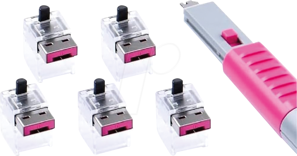 8809534692987 - SK NC03PKPK - Kabel Schloss RJ45 5 Stück mit Schlüssel pink