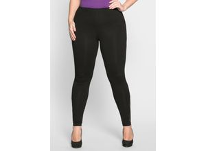 8901145428235 - Große Größen Leggings mit Spitzeneinsatz schwarz Gr46