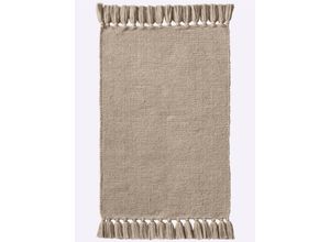 8901147225689 - Teppich HEINE HOME Teppiche Gr B L 70 cm x 140 cm 3 mm 1 St grau (taupe) Baumwollteppiche