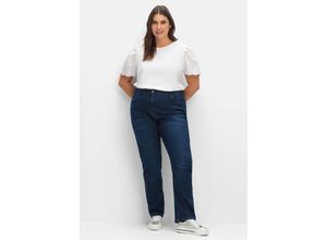 8901381055790 - Große Größen Gerade Jeans mit elastischem High-Waist-Bund dark blue Denim Gr40