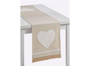 8902836035169 - Tischläufer HEINE HOME Tischdecken Gr B 150 cm beige (natur weiß)