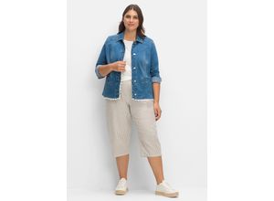 8903340945852 - Große Größen Gestreifte Caprihose in Seersucker-Qualität taupe gestreift Gr50