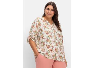 8903565210827 - Große Größen Bedruckte Tunika mit 3 4-langen Krempelärmeln ecru gemustert Gr40