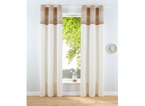 8904141234886 - Vorhang HOME AFFAIRE Jule Gardinen Gr 175 cm Ösen 110 cm beige (beige offwhite) Ösen