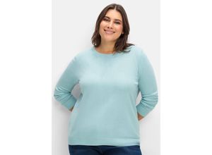 8904348215701 - Große Größen Pullover mit gerippten Abschlüssen aqua Gr40