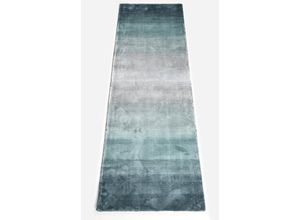 8904384606549 - Läufer HOME AFFAIRE Katalin handgewebt Teppiche aus 100% Viskose farblich changierend Gr B L 67 cm x 230 cm 12 mm 1 St blau (türkis) Küchenläufer