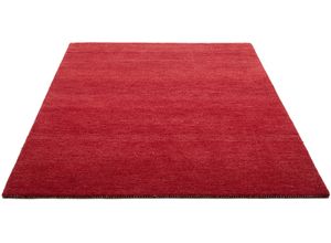 8906077464238 - Wollteppich THEKO Gabbeh Uni Handweb Teppich meliert reine Schurwolle handgewebt Teppiche Gr B L 70 cm x 140 cm 14 mm 1 St rot Schurwollteppiche Schlafzimmer Wohnzimmer Esszimmer auch als Läufer oder rund