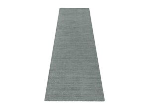 8906077464764 - Läufer THEKO Gabbeh Uni Handweb Teppich meliert reine Schurwolle handgewebt Teppiche Gr B L 70 cm x 240 cm 14 mm 1 St blau (hellblau grau) Teppichläufer Teppich-Läufer Wohnzimmer Flur auch als rechteckig oder rund