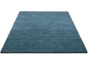 8906077464771 - Wollteppich THEKO Gabbeh Uni Handweb Teppich meliert reine Schurwolle handgewebt Teppiche Gr B L 240 cm x 340 cm 14 mm 1 St grau (grau blau) Schurwollteppiche Schlafzimmer Wohnzimmer Esszimmer auch als Läufer oder rund