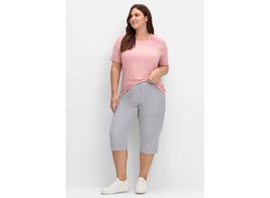 8907682379559 - Große Größen Gestreifte Caprihose in Seersucker-Qualität marine gestreift Gr48