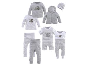 8907890789799 - Neugeborenen-Geschenkset KLITZEKLEIN Baby-Set Gr 50 56 grau (weiß grau) Baby KOB Set-Artikel Erstausstattungspakete aus Bio-Baumwolle