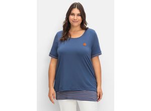 8935258767967 - Große Größen Longshirt in 2-in-1-Optik mit Rundhalsausschnitt dunkelblau Gr40