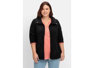 8935267212014 - Große Größen Fleecejacke mit Umlegekragen und 2-Wege-Zipper schwarz Gr42