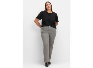 8936123441715 - Große Größen Gerade Jeans mit seitlichem Stretchbund grey Denim Gr40