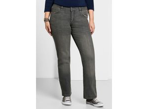 8941100840894 - Große Größen Bootcut-Jeans in 5-Pocket-Form mit Used-Effekten grey Denim Gr23 8941100840894 - Große Größen Bootcut-Jeans in 5-Pocket-Form mit Used-Effekten grey Denim Gr23
