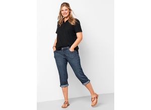 8941100841976 - Große Größen Caprijeans mit Used-Effekten dark blue Denim Gr40