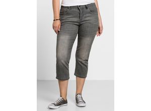 8941100842485 - Große Größen Caprijeans mit Used-Effekten grey Denim Gr42