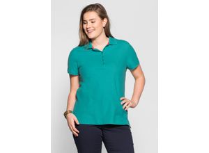 8941101201267 - Große Größen Poloshirt mit kurzem Arm in Piqué-Qualität karibiktürkis Gr40 42