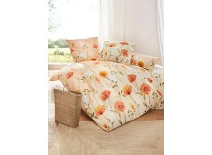 8941102394531 - Bettwäsche HEINE HOME WITT-PBK-Bettwäsche-temporär Gr B L 135 cm x 200 cm 2 tlg Mako-Satin B L 80 cm x 80 cm bunt (apricot oliv gemustert) Mako-Satin-Bettwäsche