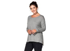 8944000207705 - Große Größen Oversized Pullover mit Zipper grau meliert Gr40 42