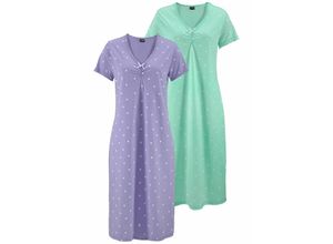 8961100827657 - Große Größen Vivance Lange Nachthemden (2 Stück) mit Kräuselsäumen mint+helllila Gr48 50