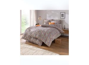 8961103040688 - Bettwäsche WÄSCHEPUR WITT-PBK-Bettwäsche-temporär Gr B L 135 cm x 200 cm 2 tlg Feinbiber B L 40 cm x 80 cm bunt (grau erdbeere bedruckt)