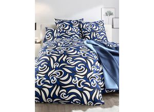 8961103041685 - Bettwäsche WITT-PBK-Bettwäsche-temporär Gr B L 135 cm x 200 cm 2 tlg Mako-Satin B L 80 cm x 80 cm blau (royalblau schwarz bedruckt) Mako-Satin-Bettwäsche