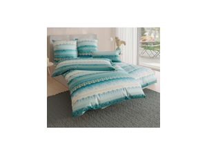 8961103043382 - Bettwäsche WÄSCHEPUR WITT-PBK-Bettwäsche-temporär Gr B L 155 cm x 200 cm 2 tlg Feinbiber B L 80 cm x 80 cm blau (ozean) Biber-Bettwäsche