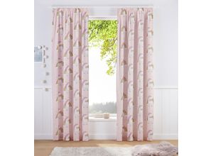 8966110122150 - Gardine LÜTTENHÜTT EINHORN Gr 3 pink B135cm H225cm Polyester Baumwolle Gardinen Kindergardine bedruckt halbtransparent Einhörner Regenbogen